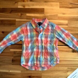 Tommy Hilfiger Boys Dress Shirt Rainbow Plaid Size 2T